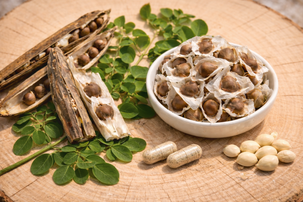 Cápsulas de 400mg de semillas de Moringa oleifera